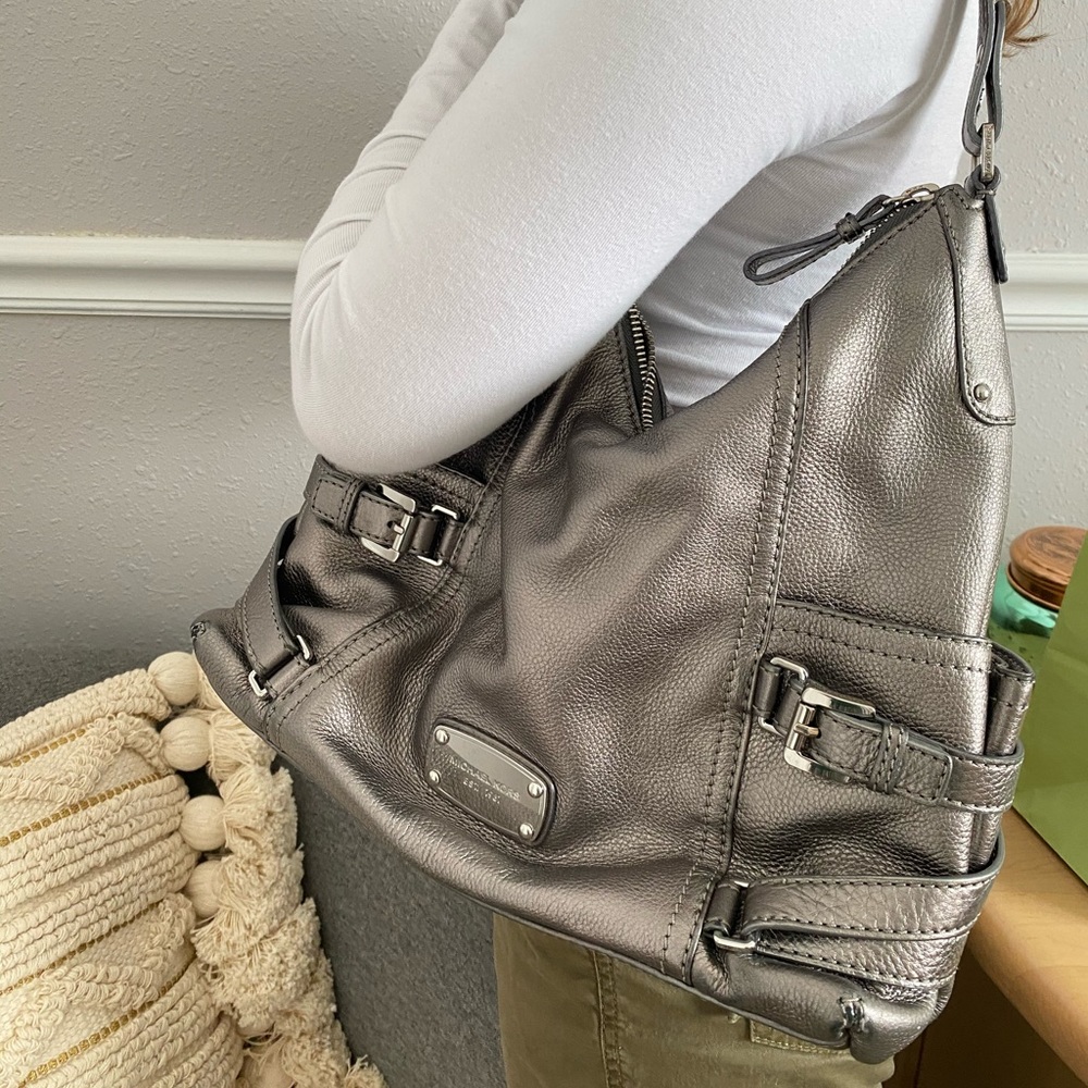 Silver Michael Kors Leather Purse